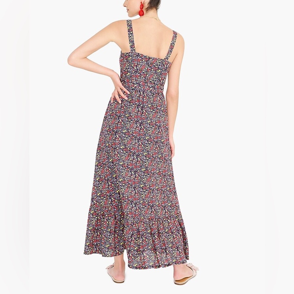 NWT / J.Crew Factory Printed tiered maxi dress in linen-cotton - Picture 2 of 10